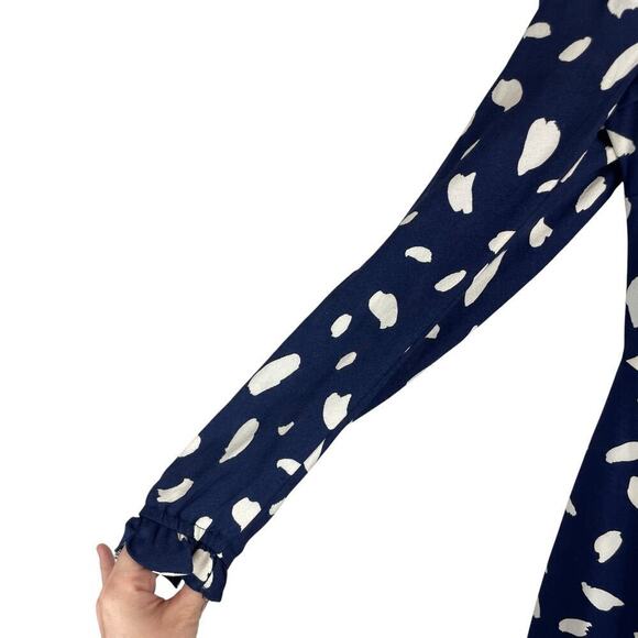 Reformation Cammi Long Sleeve Wrap Skirt Mini Dress Splatter Blue White Size 0 - Picture 4 of 10
